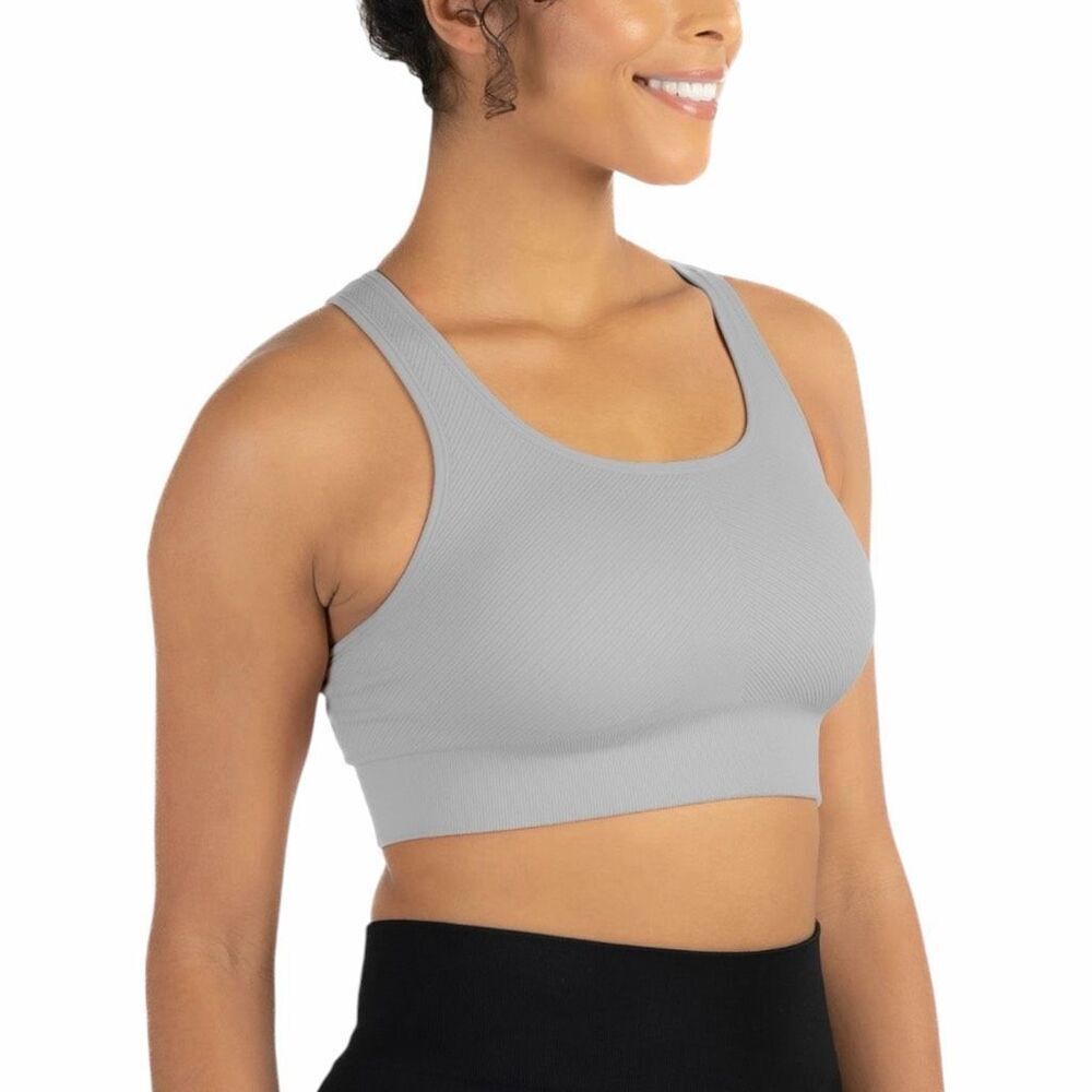 Member's Mark Women's Seamless Racerback Sports Bra Color Soft Silver Size XL - Picture 3 of 6